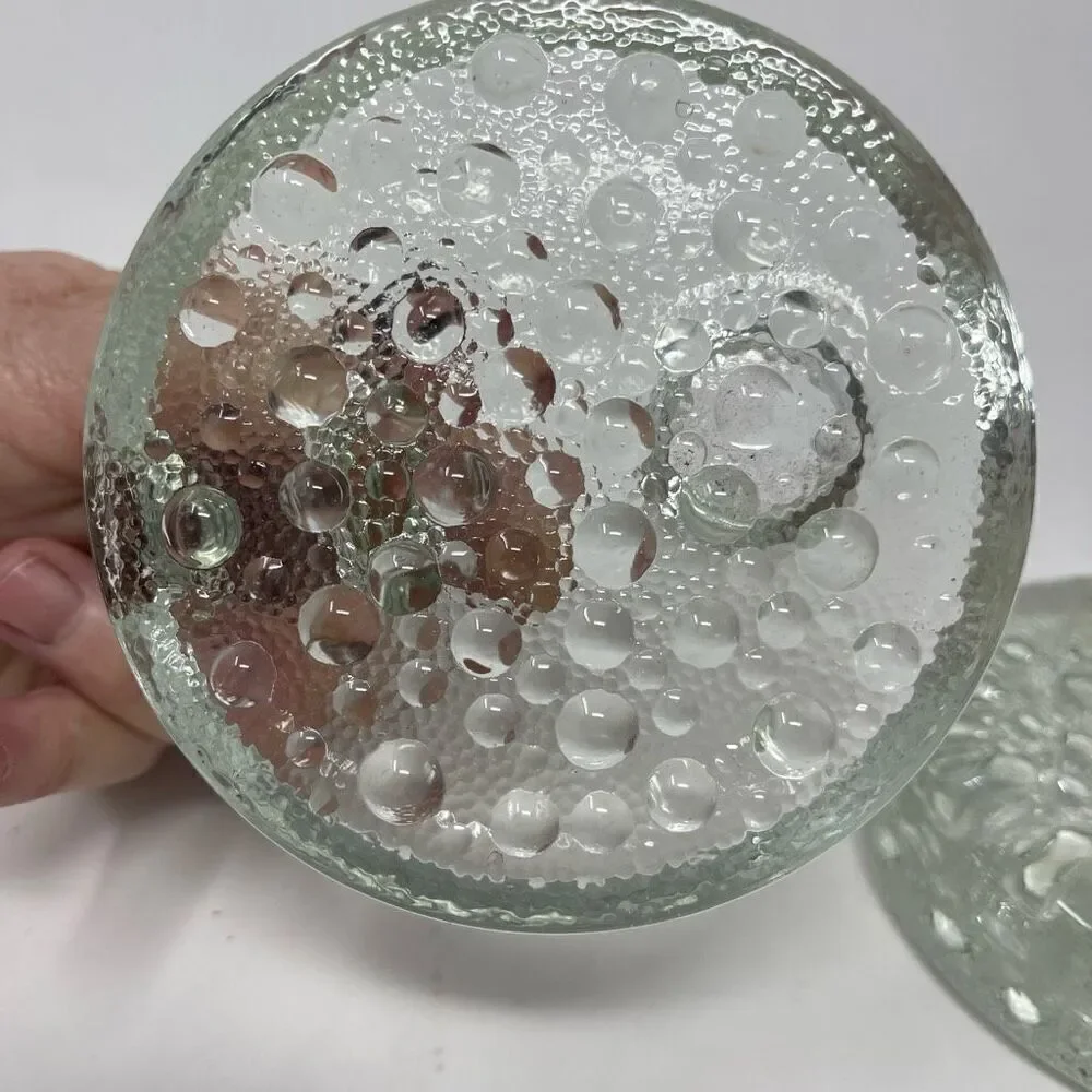 2) VTG Svend Jensen Danish Bubble Glass Votive Candle Holders